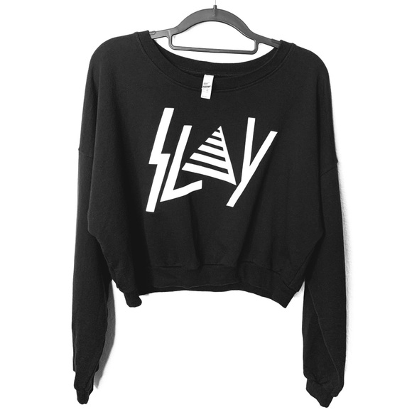 Cropped Sweatshirt with SLAY print - Picture 1 of 3